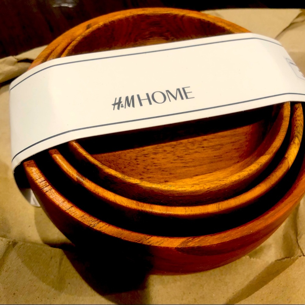 H&M Home wooden bowls set of 3